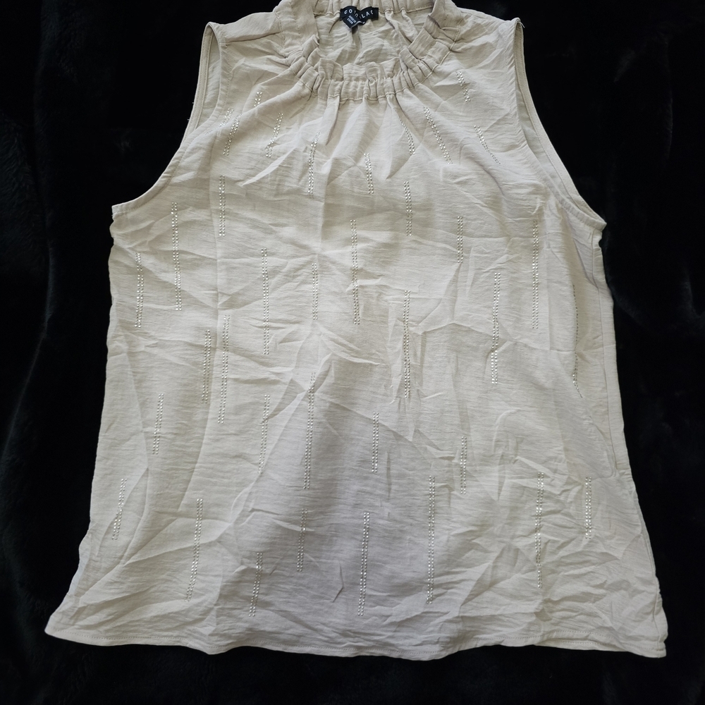 Elegant Cream Sleeveless Tank Top - Picture 1 of 6